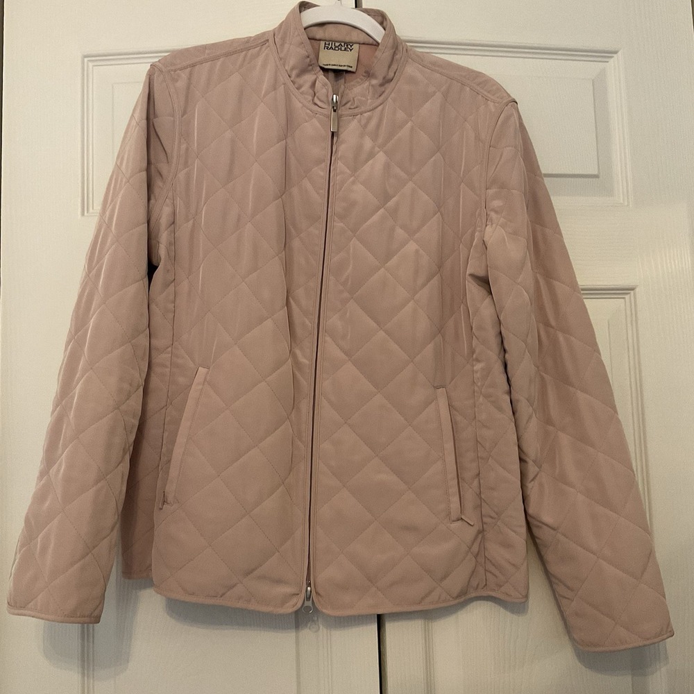 Hilary Radley Jacket Sz L Quilted Lightweight Dusty Rose Soft Pink Fall Spring